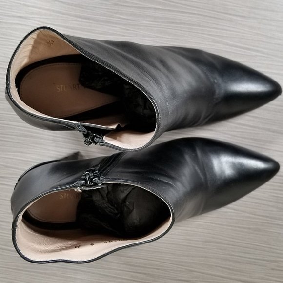 Stuart Weitzman Pure Pointy Toe Bootie, Black Leather, Womens Size 5 - Picture 9 of 13